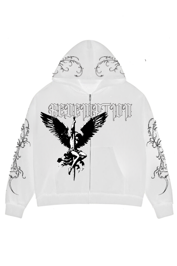 WHITE "HONOR" ZIP UP